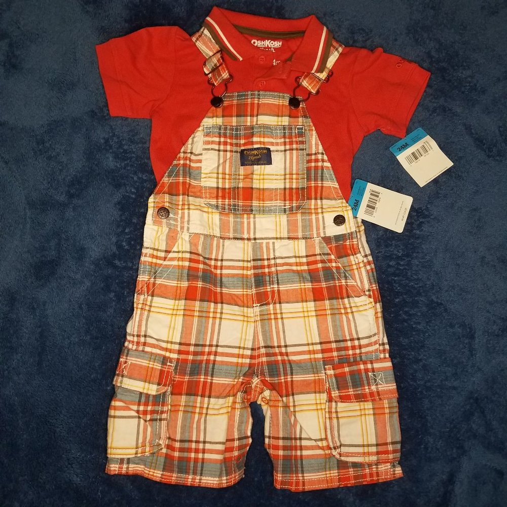 NWT Oshkosh B'Gosh  Overalls & Polo Onesie